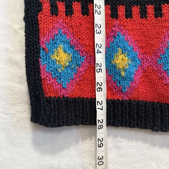 VTG 90s Cardigan Sweater JP Williams Wearable Art Patchwork Artsy Bright Funky L - Picture 8 of 12